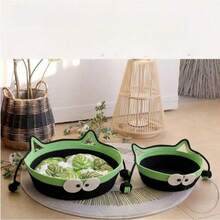 All-Season Half-Enclosed Woven Cat Bed, Cat Cooling Mat Integrated, Scratch-Resistant & Washable, Essential Pet Supplies