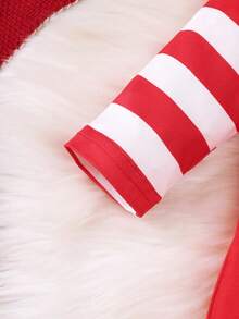 两件套万圣节服装：男婴橙色南瓜印花连体衣，圆领前开襟按扣 + 帽子 - 紅色 - 查看 5