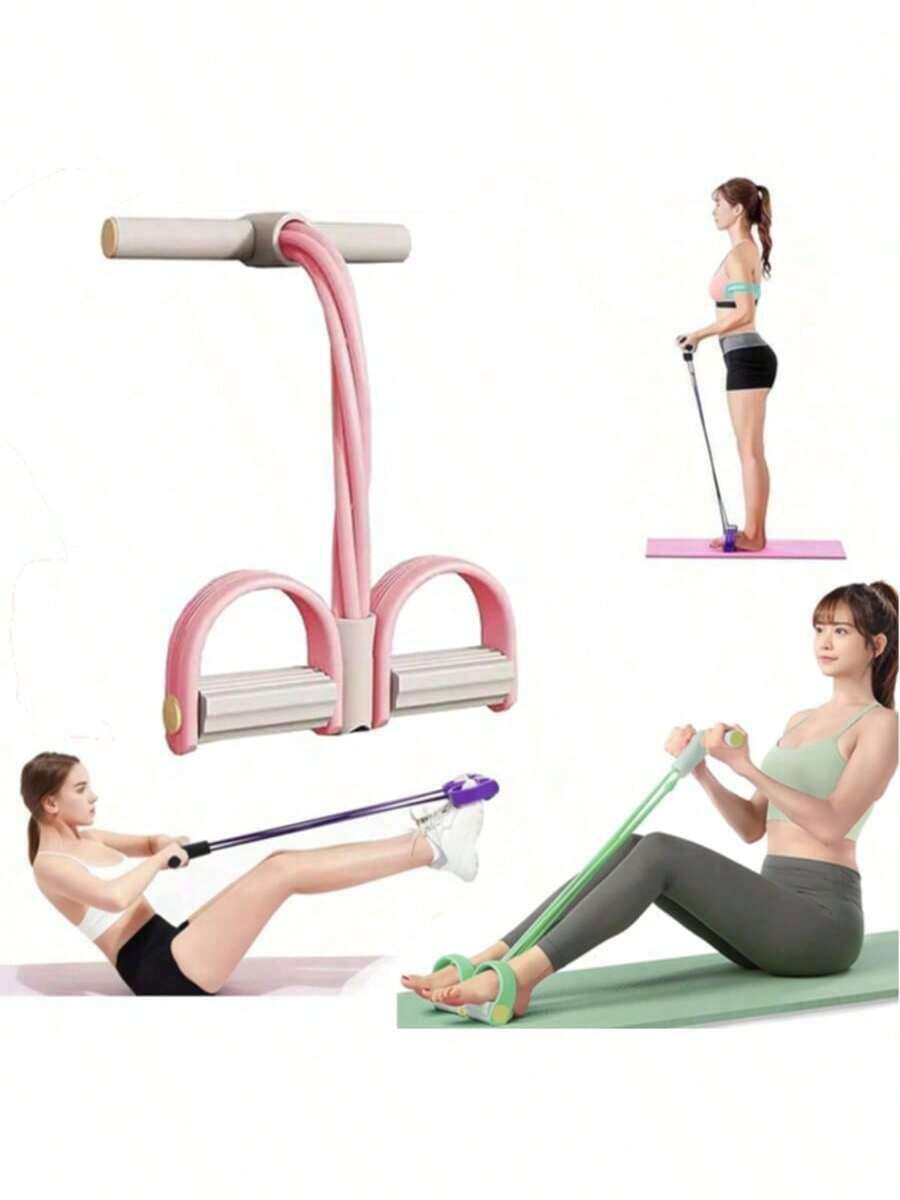 Multifunctional Tension Rope, 4 - Tube Elastic Yoga Pedal Puller Resistance Band, Natural Latex Tension Rope Fitness Equipment, Suitable For Abdomen/Waist/Arm/Leg Stretching And Weight - Loss Training