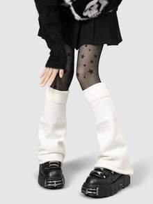 1/2 Pairs Solid Color Leg Warmers, Women's Knitted Leg Warmers, Flared Leg, Y2K Subculture, JK Long Leg Warmers, Spring/Autumn Christmas Gift - Mouldless - View 8