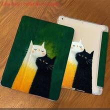 A Snuggling Cats Illustration - Cute & Heartwarming, Simple Protective Soft TPU Flip - Style - Literary And Inspirational Style,Pen Holder Compatible With IPad IPad Pro (M5)/Ipad Air (M3)/ IPad 11"(A16)/10.9/10.2/ Air 5th Gen/Pro11/10th/9.7/Air 2/IPad (7th Gen)/ IPad (8th Gen)/IPad Air 4/5/IPad Pro 11 - Multicolor - View 3