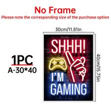 1 件霓虹灯游戏帆布海报，适用于电子竞技室、游戏室和男孩卧室的鲜艳帆布画，游戏玩家墙面装饰，海报，墙壁艺术，房间装饰用品帆布墙面艺术，房间海报，家居装饰，房间装饰美学，房间装饰用品。房间装饰，可选框架 - 彩色 - 查看 16