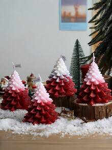 1 pièce Bougeoir en forme d'arbre de Noël, bougie à la cire de soja artisanale et aromatique en bois, convient pour la décoration de la maison, la salle à manger, les fêtes d'anniversaire, les vacances et la salle de bain. Excellent cadeau de Noël pour la famille et les amis, améliore l'atmosphère de Noël pour toutes les saisons