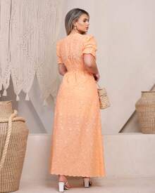 Elegant Women's Dress Simple Embroidery Button Women's All - 3D鮭魚 - 查看 2