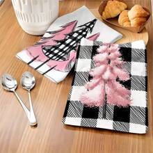 1 pièce/2 pièces/100 pièces Serviettes de cuisine et lavettes imprimées avec motif d'arbre de Noël, convenant à la décoration intérieure des restaurants, cuisines, salles de bain, décoration de fête, cadeaux de Noël