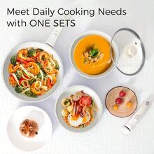 MX  15Pcs Pots And Pans Set Non Stick Cookware Sets With Detachable Handle Nonstick RV Kitchen Cooking Tools Removable Handles Oven  Induction Fast Stackable Induction Cookware Purple131 - Purple - View 8