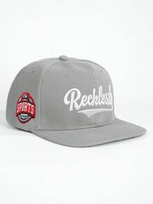 1顶男士时尚刺绣“幽灵岭”平沿棒球帽，刺绣嘻哈帽，可调节男女通用按扣帽，适合户外、旅行、沙滩派对，春秋季节适用，涤纶刺绣设计 - 棒球帽 - 查看 6