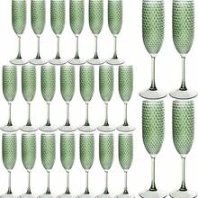 Green Plastic Champagne Flutes Diamond Crystal Glasses Vintage Goblet Unbreakable Wedding Toasting Cups Wine Drinking Glasses For Bridal Shower - màu xanh lá - Xem 1