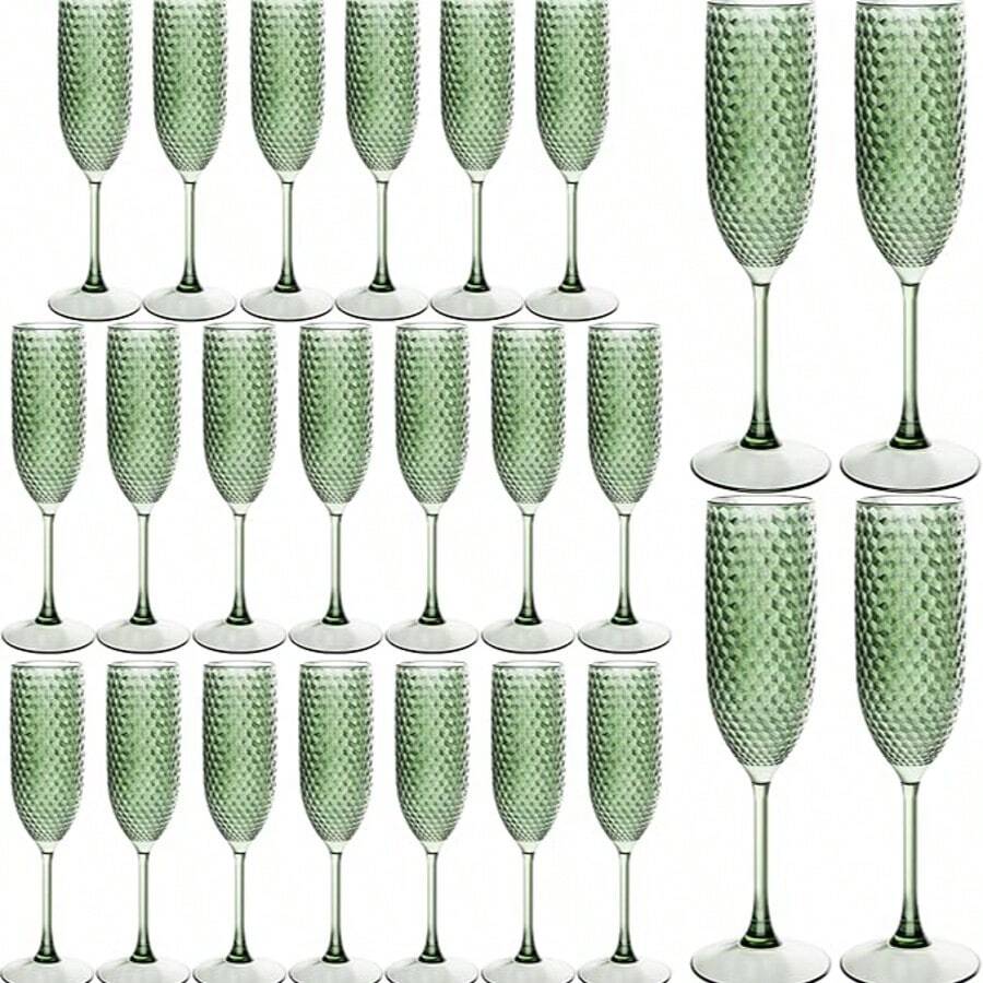 Green Plastic Champagne Flutes Diamond Crystal Glasses Vintage Goblet Unbreakable Wedding Toasting Cups Wine Drinking Glasses For Bridal Shower - màu xanh lá - Xem 1