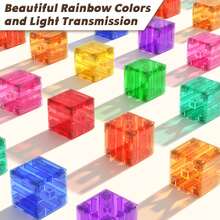 ODAPTO 25/50/75/100片装儿童磁性积木，磁性立方体堆叠玩具，STEM学习感官玩具，适合3-8岁男孩女孩，创意建筑/自然/户外主题，减压堆叠立方体，生日、圣诞节珍贵礼物，男孩磁性积木玩具 - 多色2 - 查看 8