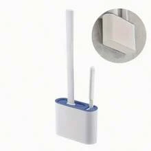 1 Set Wall-Mounted Toilet Brush: Long Handle Brush, Small Brush Head, And Soft Bristles, Comprehensive Bathroom Cleaning