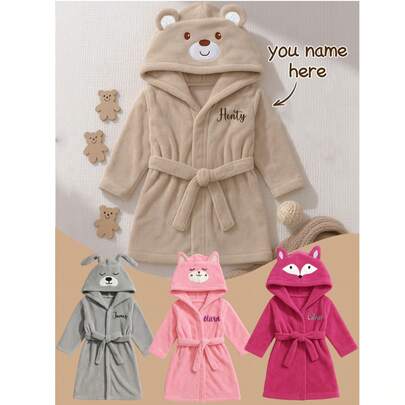 Personalized Animal Hooded Baby Bathrobe – Custom Embroidered Name | Soft Warm Toddler Robe (12–24M) | Cute Bear, Bunny & Fox Design | Perfect Christmas & Birthday Gift, Multi-Functional, Ornamental, Letter, Stylish, Modern, Colorful, Casual, Custom, Personalised, Unique, Customized, Ideal Gifts For Him, Ideal Gifts For Her, Multi-Functional, Ornamental, Letter, Stylish, Modern, Colorful, Casual, Custom, Personalised, Unique, Customized, Ideal Gifts For Him, Ideal Gifts For Her, Customized Kids Towels & Bathrobe, Christmas Gift Supplies, Travel Organizer