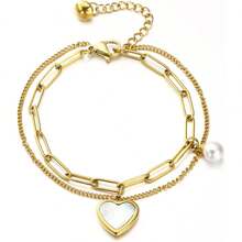 Charm Bracelet For Women Teen Girls, Verse Bracelet Stainless Steel 18K Gold Plated Bracelet Love Pendant Link Chain OT Clasp, Birthday Christmas Jewelry Gift For Mother Her - 3金2 - 查看 8