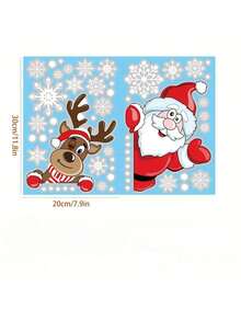 57pcs/Set Cartoon Santa Claus Reindeer Snowflake Stickers,New Year's And Christmas Creative Refrigerator Stickers, Door Stickers, Window Stickers,Festival, New Year, Christmas Party Decoration