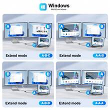 Lemorele HD10 Type C/USB 3.0 To Dual HDTV Adapter 1080P 60Hz Extend 2 Different Screen Compatible With Apple M1 M2 Windows Type C/USB 3.0 Hub - Black - View 6