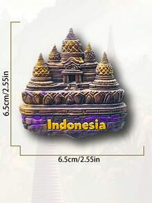 1pc 3D Fridge Magnet, Travel Souvenir From Philippines, India, Malaysia, Brunei - Multicolor - View 7