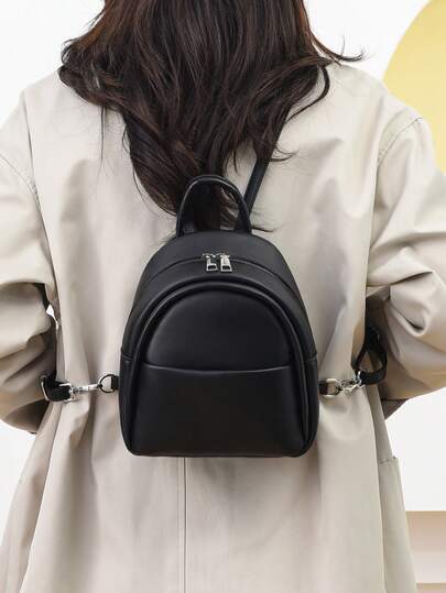 LECEY Mochila pequena de ombro leve e estilosa, fofa, para mulheres casuais, saia com todas as bolsas pequenas, mini mochila escolar marrom retrô