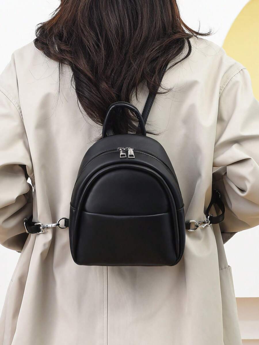 LECEY 时尚可爱轻便单肩pu小背包休闲女士出门必备小包包复古棕色迷你书包 - 黑色 - 查看 1