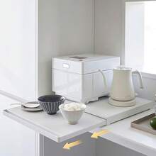 Kitchen Countertop Microwave Oven Organizer Stand With Pull-Out Shelf