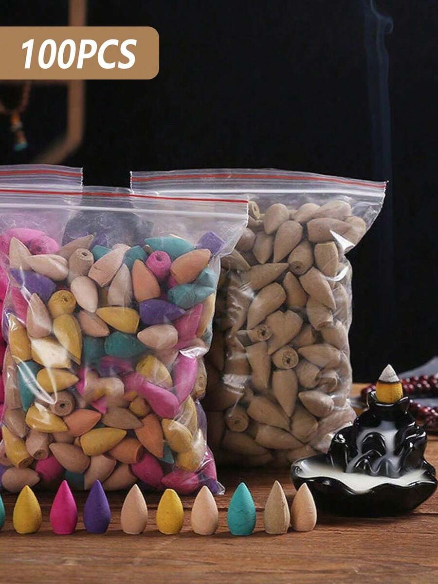 100pcs Elegant Backflow Incense Beads, Made Of Natural Floral & Herbal Ingredients, Fragrant & Fresh Air Purifying, Multiple Scent Options Available Including Mixed Sampler, Suitable For Home, Living Room, Bedroom, Bathroom, Long-Lasting Odor Removal, Workplace, Entertainment Venues