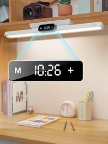 1 pezzo Lampada da scrivania creativa LED cool con display dell'ora, lampada da tavolo ricaricabile per la cura degli occhi per lettura e scrittura degli studenti, lampada da parete per camera da letto, luce per specchio armadio, lampada da comodino portatile per dormitorio