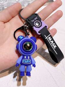 1pc Cartoon Lightning Bear Keychain Backpack Charm, Key Holder, Suitable As Small Gift For Christmas Holiday Party - Multicolor - View 10