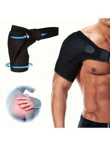 男女通用运动肩垫压缩透气篮球健身可调节手臂保护带装备 - 黑色 - 查看 7