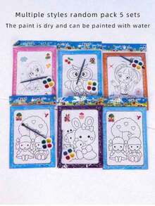 20 件/10 件/5 件/1 件绘画套装，含迷你水彩颜料和画笔，学龄前水彩画着色早教绘画套装，素描本，水彩画，教育涂鸦美术用品，教育美术用品，教育，绘画套装，儿童绘画小礼物，玩具，情人节工艺品，随机风格派对礼物 - 彩色 - 查看 7
