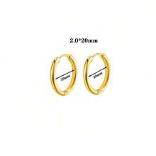 Pendientes de aro de acero inoxidable de moda unisex - Plateado - Ver 19