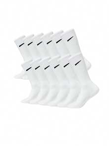 6/12 đôi tất thể thao chạy bộ cỡ lớn châu Âu màu đen trắng trơn, dài đến giữa bắp chân, làm từ chất liệu cotton, đa năng, thấm hút mồ hôi và thoáng khí. - Nhiều màu - Xem 13