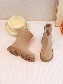 1 双女童软底防滑舒适保暖内里保暖室内/室外休闲运动雪地靴，高帮靴，适合秋冬季 - 卡其色 - 查看 5