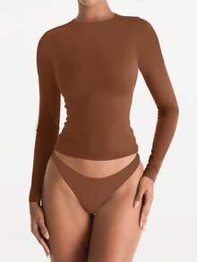 XLLAIS Fall Winter Outfits Spring Stretch Base Slim Top Women Casual Club Long Sleeved Red T-Shirt