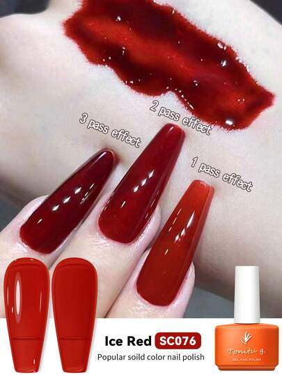 Tonitu g. Tonitu G 7ml 果冻凝胶指甲油 - 牛血红色可去除，UV/LED 固化，半透明薄荷乳白色半永久性凝胶指甲油，适用于家庭美甲沙龙和美甲艺术，是送给女士的礼物