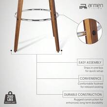 Armen Living Sonia Taburete Giratorio Moderno de 26 Pulgadas de Altura del Asiento de Mediados de Siglo para mostrador de Isla de Cocina en Piel sintética café y Madera de Nogal - Maderacafynogal - Ver 5