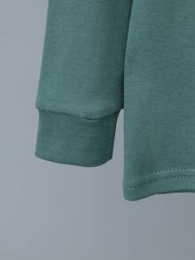 圣诞节幼儿男童保暖内衣套装，绿色圣诞树卡通印花家居服，纯棉春秋睡衣，男童长袖和长裤 - 綠色 - 查看 5