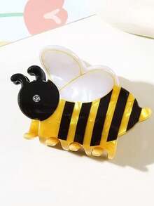 1pc Cute Bee Design Hair Clip For Little Girls, Cartoon Animal Hair Accessory, Small Claw Clip - Yellow - View 2