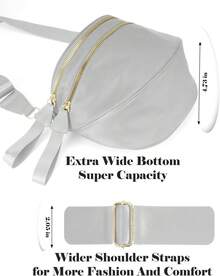 Pure Colour Crossbody Bag Bum Bag For Women,Spacious Purse Fanny Packs Belt Bag,Oversized Bum Bag (Colour Bum Bag-Light Grey) - 彩色腰包-粉紅色 - 查看 12