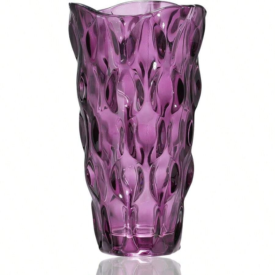 Glass Vases For Flowers Unbreakable Thickened Morden Vase For Tables Centerpieces,Colorful,Vintage And Clear Rose Large Flower Vases For Bouquet Unique Gifts - 紫色 - 查看 1