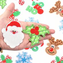 2/6pcs Santa Claus & Reindeer Fabric Patches, Non-Woven Christmas Series Candy Cane, Letter, Leaf Fabric Patches, DIY Clothing, Shoes, Hats Decoration