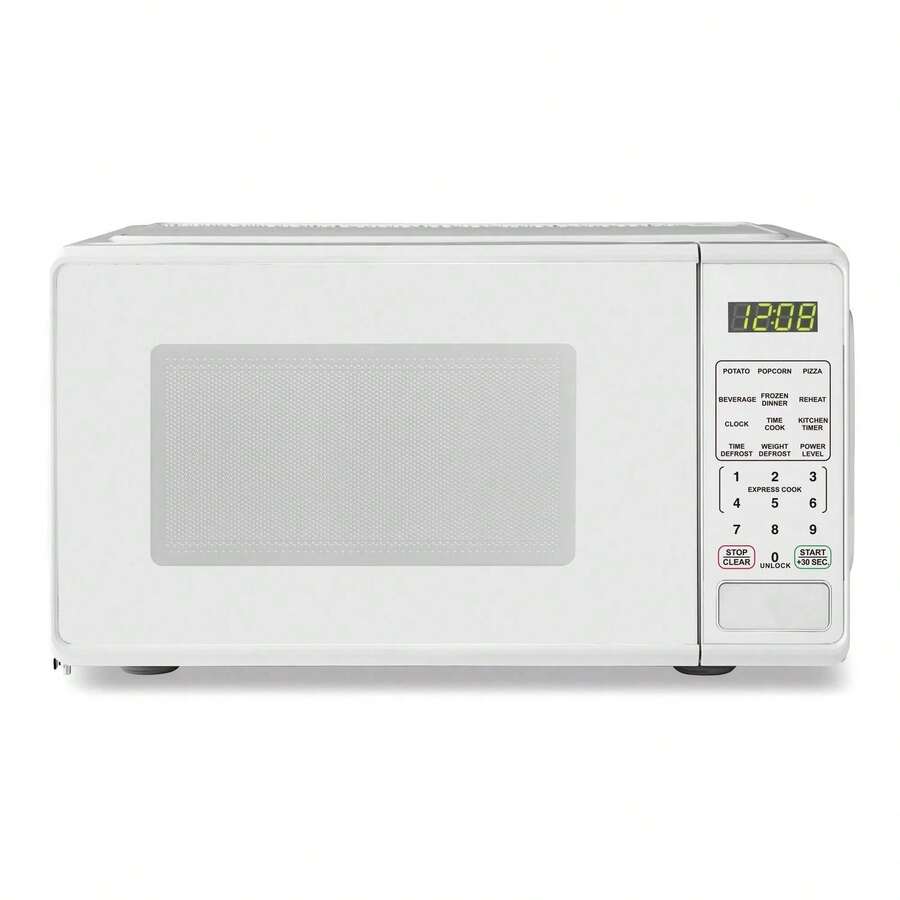 Mainstays 0.7 Cu Ft Countertop Microwave Oven, 700 Watts, White, Child Safety Lock