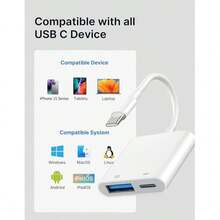 Adaptador multifuncional 2 em 1, conversor de transferência rápida de dados tipo C para USB/tipo C, compatível com iPhone 16/16 Pro/16 Pro Max/16 Plus/15/15 Pro/15Pro Max/iPad Mini6/iPad Air4/iPad Pro,