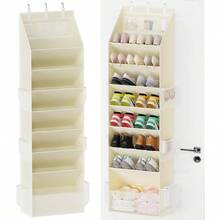 Shoe Storage Over The Door Shoe Organizer Hanging Closet Shoe Storage With Large Deep Pockets Fits 1624 Pairs Of Sneakers Sandals Boots Beige