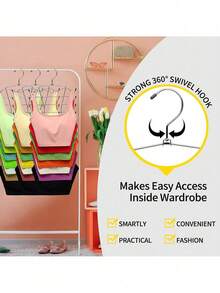 1 Piece Foldable Stainless Steel Hanger For Home, Underwear Storage And Drying Rack, With 8/4 Layers, Bra Hooks, Multi-Layer Seamless Storage Rack For Halter Vests - Multicolor - View 7