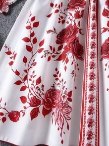 Tween Girls' Rose Embroidered Casual Dress, Autumn