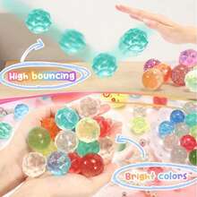 1/5/10/15/20/30/40/50/60/80/100个装儿童弹力球,彩色橡胶球,小型减压玩具,适合装入礼品袋、课堂奖励、派对用品、复活节彩蛋填充物、宝箱奖品 - 透明閃粉 - 查看 2