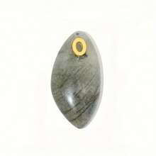 Natural Crystal Titanium Steel Oval Eye Shaped Pendant, DIY Jewelry Necklace Accessory