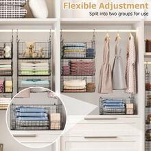 5 Tier Extra Large Closet Hanging Organizer With 5 Dividers16.5"L X 11.8"W X 51.4"H Closet Organizers And Storage With 5 S Hooks Clothes Organizer For Sweaters Clutches Handbags Hats Accessories