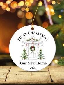 First Christmas In Our New Home 2025, Christmas New Home Ornament, Christmas Tree Hanging Decorations, Housewarming Gifts For New House Couples, Gifts For Newlywed Couples, Moving House Gift For Family Friends Home Decor Christmas Decorations Room Decor