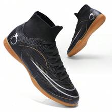 男士足球鞋，专业高帮足球鞋，室内五人制训练鞋 - 黑色 - 查看 11