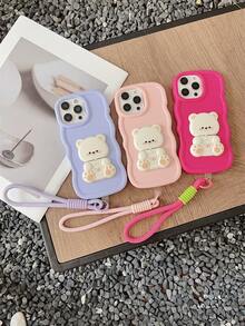 1pc Teddy Bear Holder With Phone Lanyard, Macaron Color Protective Phone Case Compatible With Samsung Galaxy S25, S24, S24 Plus/S24+, S24 Ultra, S20, S21, S22, S23, And Apple 16, 11/11 Pro/11 Pro Max, 12/12 Pro/12 Pro Max, 13/13 Pro/13 Pro Max, 14/14 Pro/14 Pro Max, 15/15 Pro/15 Pro Max, 16/16 Pro/16 Pro Max, Military Grade Shock Proof Silicone Phone Case - Purple - View 6